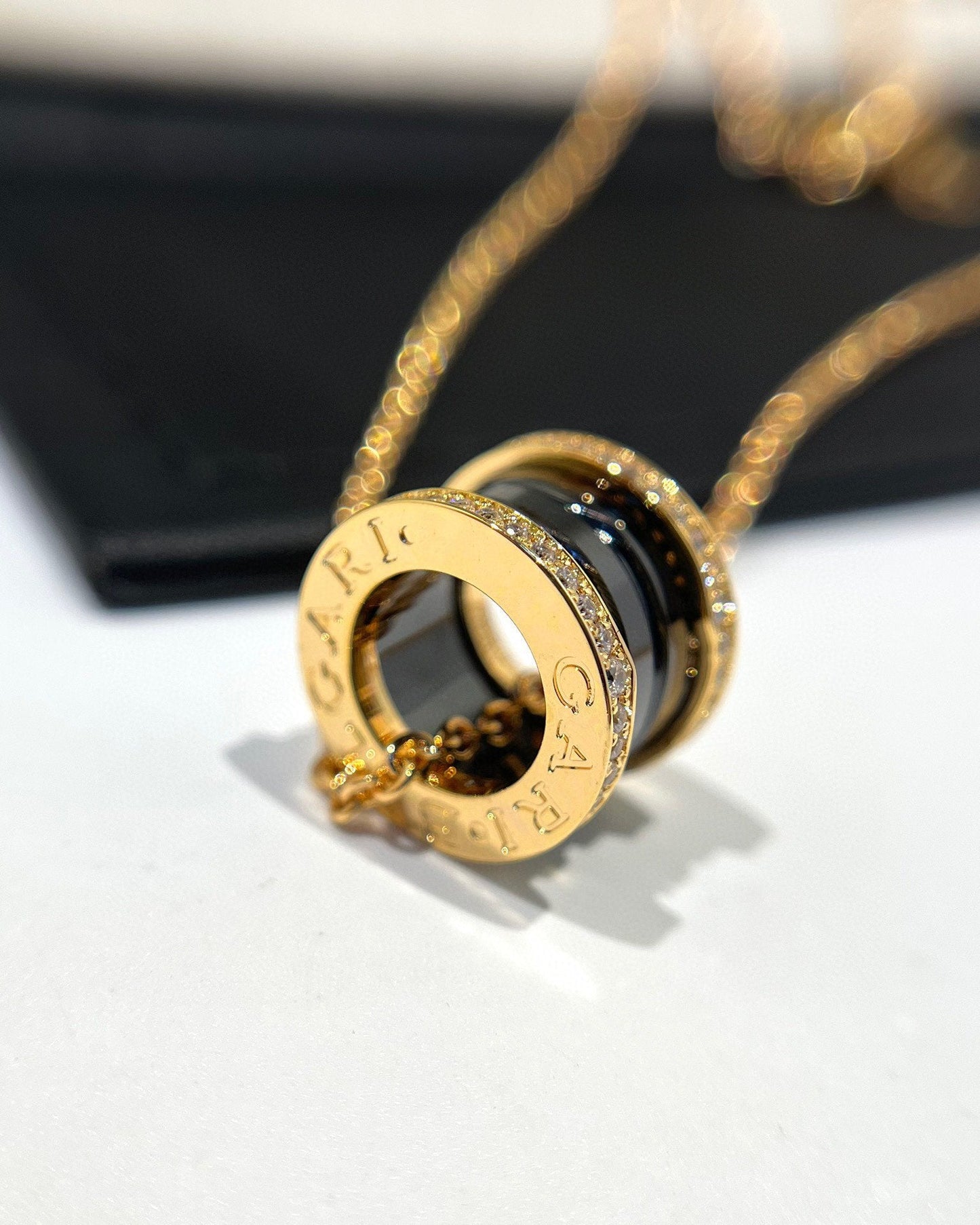 [Angela Schmuck]ZERO 1 SCHWARZE KERAMIK DIAMANT ROSGOLD HALSKETTE